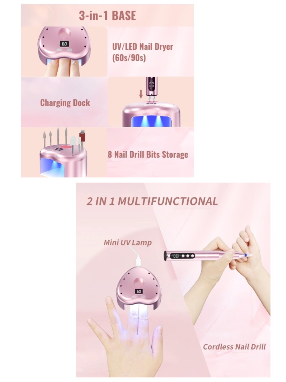 LED Nail Light And Nail Drill Set Pink - Picture 5 of 15